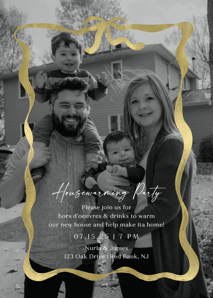 Delicate ribbon photo - ev ısınma partisi davetiyesi